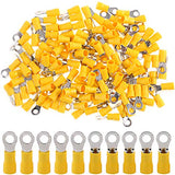 hilitchi 100pcs 12 – 10 AWG Terminales aislados anillo Electrical Wire Crimp Conectores (Amarillo, M5), Yellow - M5