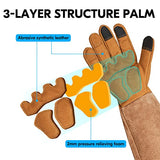 Vgo Guantes de jardín a prueba de espinas con puño de piel sintética de cerdo extendido de cuero sintético para hombre (Talla L/G, marrón, SL6592M)