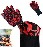 Guantes para parrilla de barbacoa [166 °F] Guantes extremadamente resistentes al calor, guantes de silicona para horno ignífugos para hornear ahumadores, guantes de cocina con aislamiento térmico, 1 par