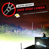 Linterna táctica LED recargable de alto lúmenes, 8000 lúmenes XHP50 súper brillante, con zoom, IPX6 impermeable, 5 modos, potente linterna de mano para camping, 2 unidades