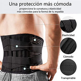 LEIDSANY Soporte lumbar para Hombres y Mujeres, cinturón de apoyo lumbar con 5 placas de acero para el alivio del dolor de hernia discal, ciática y escoliosis, protege los músculos de la cintura y la espalda. Talla XL.