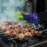 Guantes de barbacoa,Guantes de Cocina,Guantes Resistentes al Fuego Resistentes A Altas Temperaturas, 1472 ℉, resistentes al calor, flexibles y antideslizantes para barbacoa, hornear y cocinar, 1 par,13.6 pulgadas (Azul)