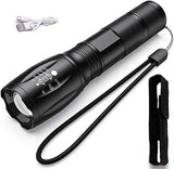 TBONEEY Linterna LED Militar Visión Nocturna, Linterna de Mano USB Recargable Linternas Alta Potencia Tactica Lampara Táctica Militar de Mano Impermeable, 5 Modo, Zoomable, para Ciclismo, Camping