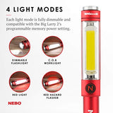 NEBO Big Larry 2 Power Work Light | Linterna Brillante y luz de Trabajo con Clip y Base magnética | Rojo