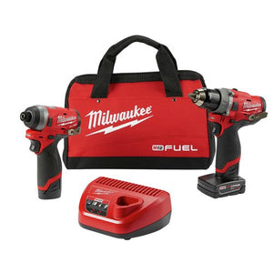 Milwaukee 2598-22 M12 FUEL Kit combinado de 2 herramientas: 1/2" Taladro de martillo y 1/4" Destornillador de impacto hexagonal