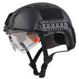 Casco de airsoft, cascos protectores de airsoft, equipo de protección de paintball, casco rápido tipo PJ con gafas, casco táctico ligero para airsoft paintball CS Game negro