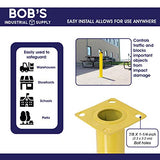 BISupply Poste de bolardo de seguridad de 36 x 4.5 pulgadas, barrera de estacionamiento de acero amarillo para garaje o estacionamiento, 1 unidad