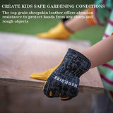 Guantes de trabajo de piel auténtica para niños, guantes de trabajo de jardinería para niños, guantes de seguridad, diseño reflectante, transpirable, perfectos para jardinería infantil, trabajo en el patio, al aire libre (mediano, negro, 4 a 6 años)