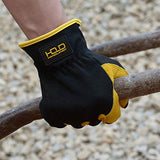 Guantes de jardinería de cuero para hombre, guantes de trabajo utilitarios para mecánicos, construcción, conductor, diseño transpirable destreza (mediano, 3 pares amarillo)