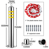 Conos de tráfico Bolardo de estacionamiento de carril extraíble Poste de barrera de estacionamiento de acero inoxidable con tornillo Cadena de plástico de 3 m Poste de bolardo de seguridad fácil de in