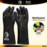 Guantes resistentes al calor extremo para barbacoa – Guantes de parrilla de alta temperatura – Cocina de barbacoa, ahumador, horno, freidora, parrilla, impermeable, ignífugo, resistente al aceite – Revestimiento de neopreno (18 pulgadas)