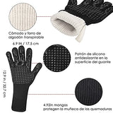 Nasjac Guantes de Barbacoa, Guantes Asador de Parrilla para Horno 1472 ℉de Silicona Guantes Cocina Aislamiento Térmico Resistente a Altas Temperaturas Antideslizantes para Cocción, Horneado, Soldadura, Corte, 13 Pulgadas (Negro)