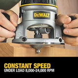 Dewalt DW618PKB 2-1/4 caballos de fuerza EVS Combinación de rebajadora de base fija y base ajustable con velocidad electrónica variable, inicio suave