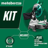 Metabo HPT 10-Inch Compound Miter Saw, Single Bevel, 15-Amp Motor, 0-52° Miter Angle Range, 0-45° Bevel Range, Large Table, 10" 24T TCT Miter Saw Blade (C10FCGS)