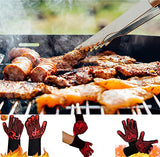 Guantes para parrilla de barbacoa [166 °F] Guantes extremadamente resistentes al calor, guantes de silicona para horno ignífugos para hornear ahumadores, guantes de cocina con aislamiento térmico, 1 par