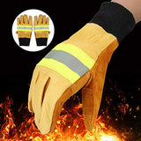 Yesbaby Guantes de Trabajo Ignífugos Guante de Seguridad Resistente Al Calor Antivalor de Cuero de Vaca Duradero