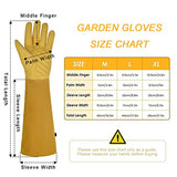 Guantes de jardinería para hombres y mujeres, a prueba de espinas, cuero vacuno para podar rosa/mora, guante largo de protección para antebrazo, guantes de trabajo para jardín (grande)