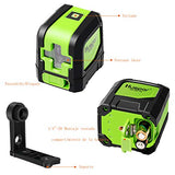 Huepar Nivel Láser Autonivelante Verde Líneas Láser DIY Cross Line Laser Transversales Horizontales y Verticales Estándar, laser level Incluye Base Giratoria Magnética, Objetivo Láser 2xAA baterias-9011G