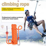 NewDoar Cuerda de escalada estática de 10 mm (3/8 pulgadas), equipo de cuerda de escape, equipo de escalada en hielo, cuerda de rescate de incendios (naranja/33 pies/10 m)