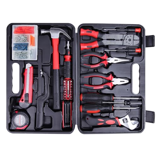 Kit de herramientas para el hogar  Basics con estuche de  almacenamiento de herramientas, 142 piezas, turquesa