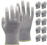 Viper - Guantes antiestáticos (10 pares, 13 g, fibra de carbono, revestimiento de poliuretano), color gris