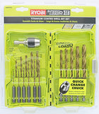 Ryobi ar2074g speedload Plus + 17 piezas con revestimiento de titanio juego de brocas para madera, metal o plástico (W/funda de almacenamiento) (16 Vástago hexagonal puntas, 1 Vástago hexagonal Chuck)