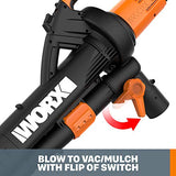 Worx WG509 TriVAC - Soplador eléctrico de Hojas 3 en 1 de 12 amperios con Sistema de Acolchado de Metal