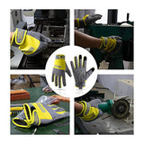 HANDLANDY Guantes de trabajo para hombres y mujeres, guantes de trabajo mecánicos de seguridad de utilidad, pantalla táctil, guantes de trabajo flexibles y transpirables para patio (L, gris y amarillo)