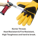 KIM YUAN Guantes de piel resistentes al calor extremo y al fuego con costuras de Kevlar, guantes perfectos para soldadura/horno/parrilla/barbacoa/chimenea/estufa/soporte para olla/soldador tigre/manipulación de animales