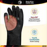 Guantes resistentes al calor extremo para barbacoa – Guantes de parrilla de alta temperatura – Cocina de barbacoa, ahumador, horno, freidora, parrilla, impermeable, ignífugo, resistente al aceite – Revestimiento de neopreno (18 pulgadas)