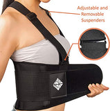 Soporte lumbar para espalda baja con tirantes | Soporte lumbar | Envoltura para recuperación de postura, entrenamiento, alivio del dolor de disco herniado | Cinturón abdominal de trabajo | Industrial | Ajustable | Mujeres y Hombres | Malla negra L