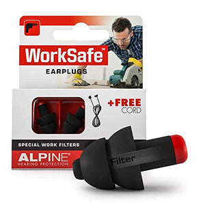 Alpine WorkSafe Tapones Protección auditiva para los DIY y el Trabajo - Tapones de Trabajo - Cordón de Seguridad Gratuito - Cómodo Material hipoalergénico - Tapones Reutilizables