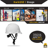 KwikSafety (Charlotte, NC) - Casco de tortuga (10 rejillas de ventilación gratis, tapones para los oídos), estilo de gorra estándar (talla única) ANSI casco de seguridad OSHA ligero tipo 1 clase C, color blanco