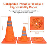 hatatit Conos de seguridad plegables de PVC de 45,7 cm para aparcamiento de carretera, color naranja fluorescente y reflectante