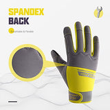 HANDLANDY Guantes de trabajo para hombres y mujeres, guantes de trabajo mecánicos de seguridad de utilidad, pantalla táctil, guantes de trabajo flexibles y transpirables para patio (L, gris y amarillo)