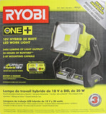 Ryobi P721 One+ 1,800 Lumen 18V Hybrid AC and Lithium Ion Powered Flat Standing LED Work Light with Onboard Mounting Options (Battery and Extension Cord Not Included, Light Only)