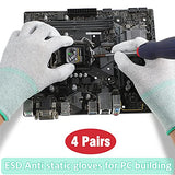 4 pares de guantes antiestáticos ESD, guantes de policarbonato con fibra de carbono de alta resistencia, guantes antiestáticos para construcción de PC, instalación y reparación de electrónica de computadora (mediano)