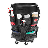 Rubbermaid Commercial Products Brute Caddy Bag negro, herramienta de limpieza y organizador de suministros para contenedores de basura Brute