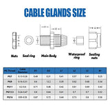 Hilitchi 30 piezas de nailon plástico impermeable ajustable 3,5 – 13 mm Cable Glands juntas Cable Gland – PG7, PG9, PG11, PG13.5, PG16, Gray-30pcs