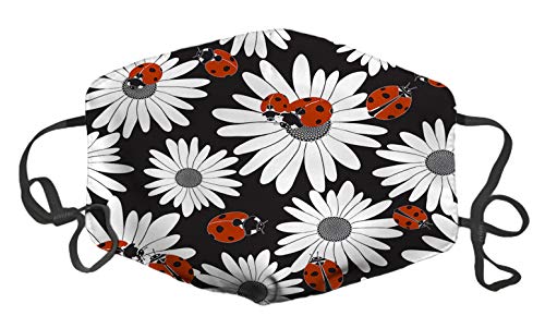 Mascarillas Bocas Unisex Antipolvo Masks Reutilizable Mascarilla Decorativa Mascarilla, Las flores de manzanilla y mariquitas, 7.08