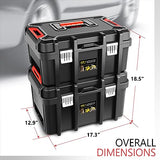 DNA MOTORING - Juego de 2 cajas de herramientas – Organizador con cerradura de almacenamiento portátil con bandeja extraíble para taller, cochera y hogar, gran capacidad, TOOLS-00310