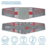 ORTONYX Lumbar Support Belt Lumbosacral Back Brace – Ergonomic Design and Breathable Material - M/L (Waist 31.5"-39.4") Gray/Red