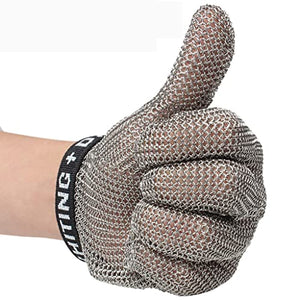 BCPPO Guantes de Trabajo Anticorte Guantes De Malla Metálica De Metal Guantes De Alambre Anticorte Carnicero Chef Carpintero Carpintería Sastre Hombres MujeresGuantes De Trabajo De Seguridad