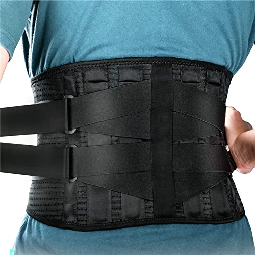 Cinturón lumbar de cuero, soporte lumbar para hombre y mujer, tratamiento  de disco herniado y alivio del dolor, trabajo/gimnasio (talla XL/XL)