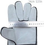 QQX Guantes de Soldadura Resistentes al Calor, Guantes de Soldador, Guantes de Cuero for soldar, Manoplas for soldadores/excelente Agarre/Camping/Cocina/jardinería