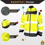 KwikSafety Agent y Galaxy SoftShell Chaqueta de seguridad clase 3 de alta visibilidad estándar y patrón premium | S a 3XL, Galaxy - Ribete reflectante de alta calidad y bolsillo para brazo de identificación, 1 unidad, Large