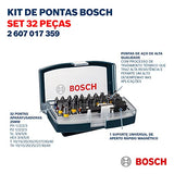 Bosch 2607017359 Juego de puntas para destornillador con Clip de cinturón 32 piezas