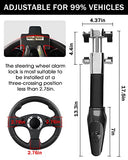 Tevlaphee Cerradura de volante con alarma, dispositivo antirrobo de coche resistente para prevención de robos de coche, ajuste universal para vehículos, camiones, camionetas, SUV, seguridad de coche con 2 llaves