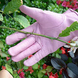 HANDLANDY Handandy - Guantes de jardinería de Piel para Mujer, Ajuste cómodo de Malla 3D, Resistentes a los arañazos, Guantes de Trabajo para jardinería o poda de Rosas, Rosado, Large