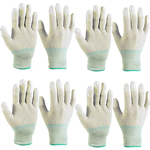 4 pares de guantes antiestáticos ESD, guantes de policarbonato con fibra de carbono de alta resistencia, guantes antiestáticos para construcción de PC, instalación y reparación de electrónica de computadora (mediano)